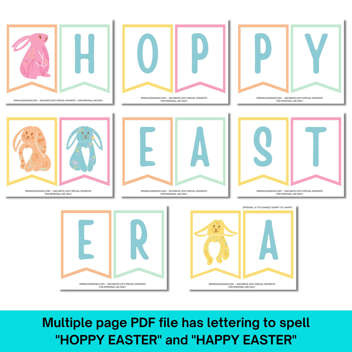 Printable Easter Bunny Pastel Banner - Instant Download – Sprinkled Wishes for Free Printable Happy Easter Banner Printable