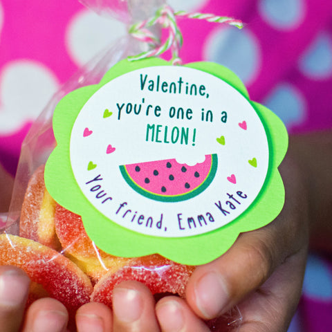 Personalized Watermelon Valentine Treat Bag Tags