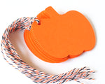 Halloween pumpkin shaped tags, pre-strung with twine - your choice of quantity and colors