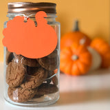 Blank turkey shaped tags pre-strung with twine - handmade by Sprinkled Wishes party decor - strung around a mason jar