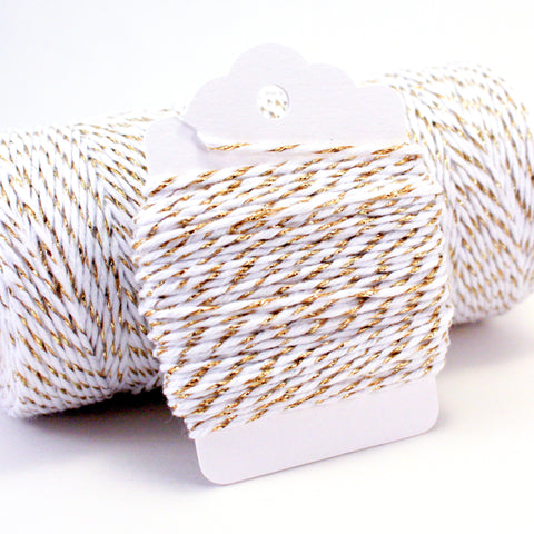 Gold metallic and white baker's twine - thin 4-ply twine