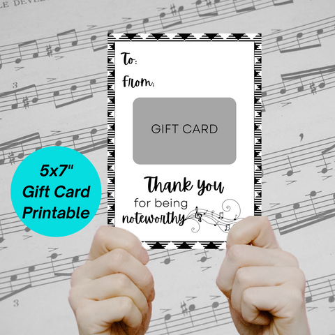 Noteworthy Gift Card Holder Printable 5"x7"