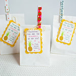 Personalized Valentine Pineapple Tags - Golden Yellow two layered, saying "Valentine, you are the pineapple of my eye!"