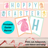 Printable Easter Bunny Pastel Banner - Instant Download