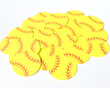 Softball confetti for spreading on party tables. Neon yellow with your choice of accent colors.