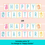 Printable Easter Bunny Pastel Banner - Instant Download